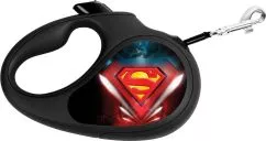 Повідець-рулетка для собак Collar WAUDOG R-leash, малюнок "Супермен Лого", S, до 15 кг, 5 м, світловідбиваюча стрічка (8124-1012-01)
