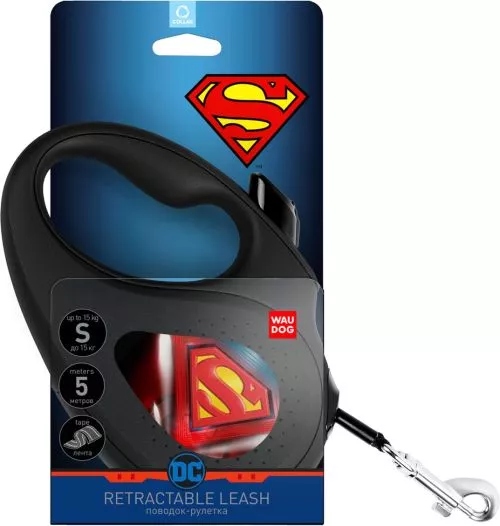 Поводок-рулетка для собак Collar WAUDOG R-leash, рисунок "Супермен Лого", S, до 15 кг, 5 м, светоотражающая лента (8124-1012-01) - фото №2