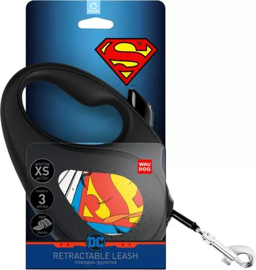 Повідець-рулетка для собак Collar WAUDOG R-leash, малюнок "Супермен Герой", XS, до 12 кг, 3 м, світловідбиваюча стрічка (8123-1008-01) - фото №2
