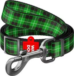 Повідець для собак нейлоновий Collar WAUDOG Nylon, малюнок "Шотландка зелена", регульований, L, Ш 25 мм, Дов 152-183 см (5302)