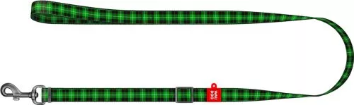 Повідець для собак нейлоновий Collar WAUDOG Nylon, малюнок "Шотландка зелена", регульований, L, Ш 25 мм, Дов 152-183 см (5302) - фото №2