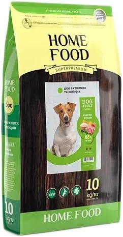 Беззерновой сухой корм для активных собак и юниоров мелких пород Home Food "Ягнятина с рисом", 10 кг.