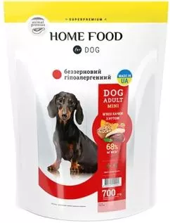 Полнорационный сухой корм для взрослых собак малых пород Home Food Dog Adult Mini Мясо утки с нутом, 0.7 кг (4820235020460/4828331770070)