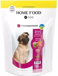 Гіпоалергенний сухий корм для дорослих собак малих та середніх порід Home Food Dog Adult Mini/Medium «Телятина з овочами», 0.7 кг (4828331970070)