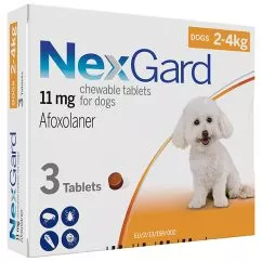 Жувальні таблетки NexGard НЕКСГАРД 11 мг від бліх та кліщів для собак 2-4кг , 3 шт./пак. (ціна за 1 таблетку) (42846)
