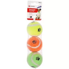 Іграшка Flamingo TENNISBALL SMASH+SQUEAKER тенісбол сміш м'яч з пищалкою собак, 3 од, 6,5 см , диаметр 6 см (45650)