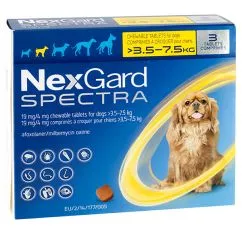 Таблетка НЕКСГАРД СПЕКТРА від бліх та кліщів для собак 3,5-7,5 кг(S) , 3 шт./пак. (ціна за 1 таблетку) (48589)