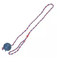 М'яч Flamingo BALL WITH ROPE лита гума на мотузці іграшка для собак, гума , 6,3 см (501754)