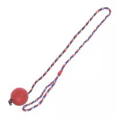 М'яч Flamingo BALL WITH ROPE лита гума на мотузці іграшка для собак, гума , 7 см (501755)