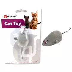 Мишка Flamingo WIND UP MOUSE вінд ап заводна на коліщатках іграшка для котів. , 6 см