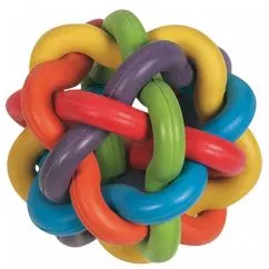Мяч Flamingo BALL COLORS плетеный разноцветный игрушка для собак, резина, 10 см (503864)