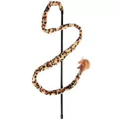 Игрушка Flamingo Leopard Fishing Rod ФЛАМИНГО удочка для кошек с перьями и колокольчиком, 50 см (504176)