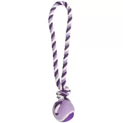 М'яч Flamingo Cotton Rope With Tennis Ball ФЛАМІНГО КОТТОН РОУП на канаті іграшка для собак , S , 6х6х40 см (514549)