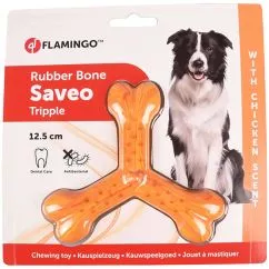 Игрушка Flamingo Rubber Flexo Saveo Triple Bone Chicken ФЛАМИНГО САВЕО ТРОЙНАЯ КОСТЬ для собак, рези, 12,5х11 см (519524)