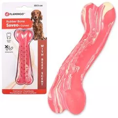Іграшка Flamingo Rubber Saveo Curved Bone Beef ФЛАМІНГО САВЕО ВИГНЕНА КІСТКА для собак, гума, вку , 10,5х3,5 см (519526)