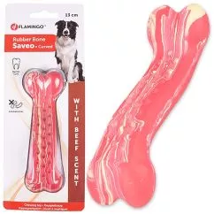 Іграшка Flamingo Rubber Saveo Curved Bone Beef ФЛАМІНГО САВЕО ВИГНЕНА КІСТКА для собак, гума, вку , 13х4 см (519527)
