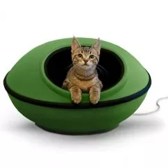 Лежак-домик K&H Thermo-Mod Dream Pod с электроподогревом для кошек, Зеленый - черный (5382)