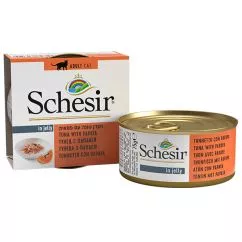 Влажный корм Schesir ТУНЕЦ С ПАПАЕЮ (Tuna Papaya) консервы для кошек, банка 0,075 кг (613509)