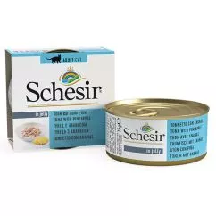 Влажный корм Schesir ТУНЕЦ С АНАНАСОМ (Tuna Pineapple) консервы для кошек, банка 0,075 кг (613530)