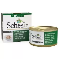 Влажный корм Schesir ТУНЕЦ С КУРИЦОЙ (Tuna Chicken) консервы для кошек банка 0,085 кг (750051)