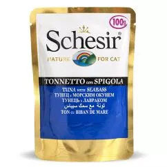 Влажный корм Schesir ТУНЕЦ С ОКУНЕМ (Tuna Seabass) консервы для кошек пауч 0.1 кг (751085)