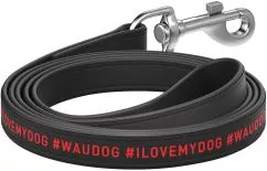 Поводок для собак кожаный Collar WAUDOG Design, рисунок "я люблю свою собаку", XS, Ш 12 мм, Длинна 122 см (37981)