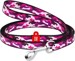 Повідець для собак нейлоновий Collar WAUDOG Nylon, малюнок "Рожевий камо", XS, Ш 10 мм, Дов 122 см (5242)