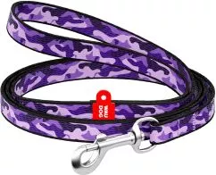 Повідець для собак нейлоновий Collar WAUDOG Nylon, малюнок "Фіолетовий камо", XS, Ш 10 мм, Дов 122 см (5243)