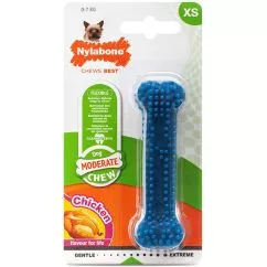Жувальна іграшка Nylabone Moderate Chew Dental Bone НІЛАБОН ДЕНТАЛ БОУН кістка для собак, смак курей , XS, для собак до 7 кг, Курка, 9,5x2,5x1,9 см (81278)