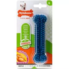 Жевательная игрушка Nylabone Moderate Chew Dental Bone НИЛАБОН ДЕНТАЛ БОУН кость для собак, вкус кур, S, для собак до 11 кг, Курица, 12,1x3,8x2,5 см (81279)