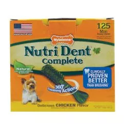 Ласощі Nylabone NUTRI DENT CHICKEN MINI для чищення зубів для собак до 4,5 кг, смак курки , 125 шт/уп (82998)
