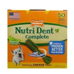Лакомство Nylabone NUTRI DENT CHICKEN SMALL для чистки зубов для собак до 7 кг, вкус курицы, 50 шт/уп (82999)