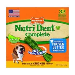 Ласощі Nylabone NUTRI DENT CHICKEN MEDIUM для чищення зубів для собак до 16 кг, смак курки , 32 шт/уп (83000)