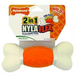 Кістка Nylabone NYLAFLEX BONE зі смаком бекону іграшка для собак, нейлон-гума , собаки до 23 кг, Бекон (83192)