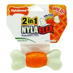 Кость Nylabone NYLAFLEX BONE со вкусом бекона игрушка для собак, нейлон-резина, собаки до 7 кг, Бекон (83193)