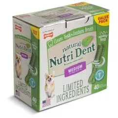 Ласощі Nylabone NUTRI DENT NATURAL CHICKEN для чищення зубів собак , M, 40 шт/уп (84272)
