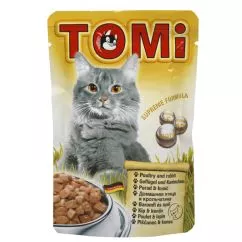 Вологий корм TOMi ПТАХ КРОЛИК (poultry, rabbit) консерви для кішок, пауч , 0.1 кг (939799)