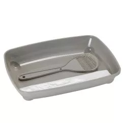 Туалет Moderna АРІСТ-О-ТРЕЙ для кошенят з лопаткою та пакетами , 27,9х37х6,2 см, Теплий сірий (C120330K)
