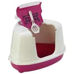 Moderna МОДЕРНА ФЛИП КЭТ УГЛОВОЙ закрытый туалет для кошек , 56х45х39 см., Яскраво-рожевий см.