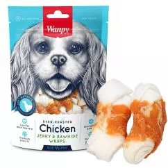 Ласощі Wanpy КІСТКА З В'ЯЛЕНОЮ КУРКА (Chicken&Rawhide Wraps) для собак , 0.1 кг (CD-08H)