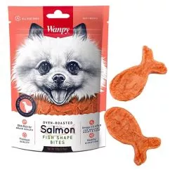 Лакомство Wanpy Кусочки лосося рыбки (Salmon Fish Shape Bites) для собак , 0.1 кг (FA-32)