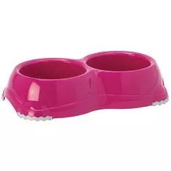 Миска Moderna СМАРТІ подвійна пластикова для собак та котів №1, 2Х330 мл, d-11 см , Яскраво-рожевий (H106328)