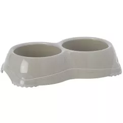 Миска Moderna СМАРТІ подвійна пластикова для собак та котів №1, 2Х330 мл, d-11 см , Теплий сірий (H106330)