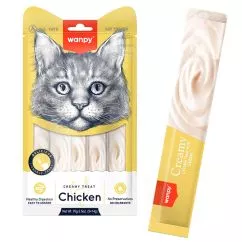 Лакомство Wanpy КУРИЦА (Creamy Treat Chicken) жидкие для кошек , 0.07 кг, в упаковке 5 стиков по 14 г (RA-49)