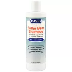 Шампунь Davis Sulfur Benz Shampoo ДЕВІС СУЛЬФУР БЕНЗ для собак та котів із захворюваннями шкіри, з перок , 0.355 л (SBS12)