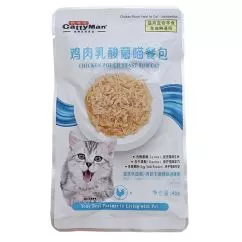 Влажный корм CattyMan Lactobacillus Chicken Feast КЕТТИМЕН ПРОБИОТИКИ КУРИЦА в желе, консервы для кошек с проблемами пищеварения, пауч, 45г (Z1556)
