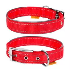 Нашийник Collar "Dog Extremе" нейлоновий подвійний зі світловідбивною вставкою (ширина 20мм, довжина 30-40 см) червоний (67033)