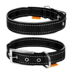 Ошейник Collar "Dog Extremе" нейлоновый двойной со светоотражающей вставкой (ширина 40мм, длина 46-58 см) черный (64481)