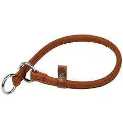 Ошейник-удавка рывковый для собак кожаный Collar WAUDOG Soft с QR паспортом, круглый, Д 10 мм, Дл 50 см коричневый (75176)