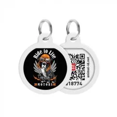 Адресник металевий WAUDOG Smart ID c QR паспортом, "Їздити, щоб жити", коло, 25 мм (0625-0207)